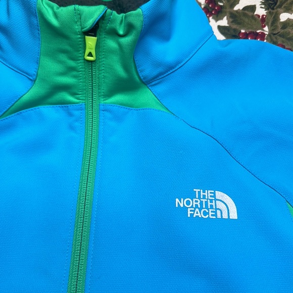 The North Face tech zip up mid layer jacket light blue & kelly green Size S/P - Picture 3 of 11
